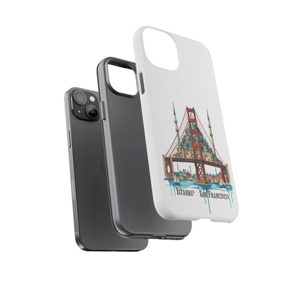 City Bridge Phone Case — Istanbul × San Francisco Illustrated Travel Design