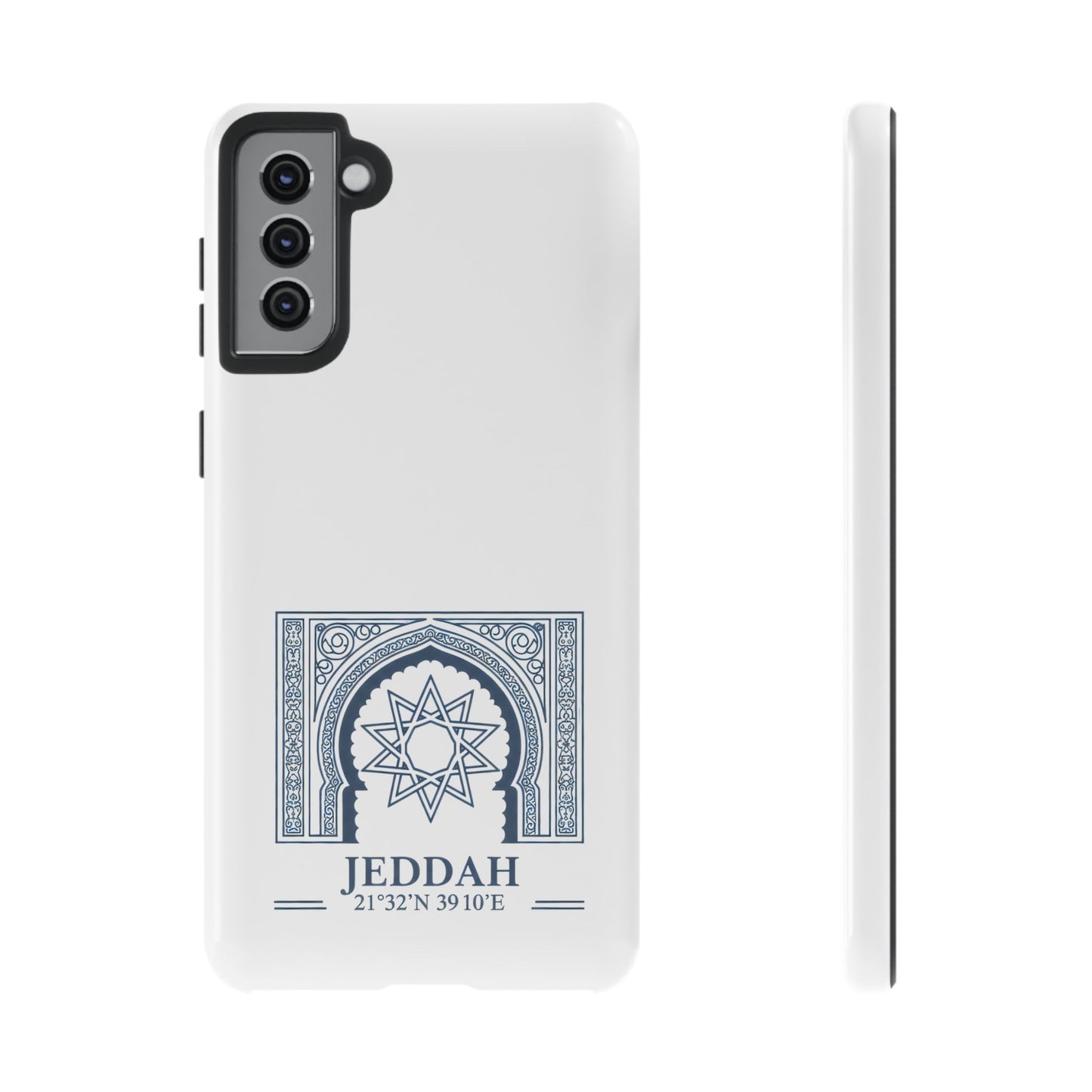 Jeddah Coordinates Phone Case — Blue Islamic Arch Travel Souvenir