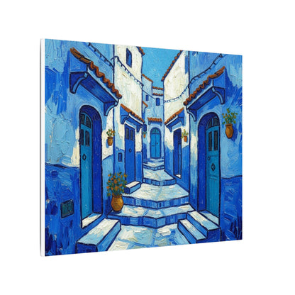 Mediterranean Blue Alley Canvas Print — Stretched Matte Wall Art