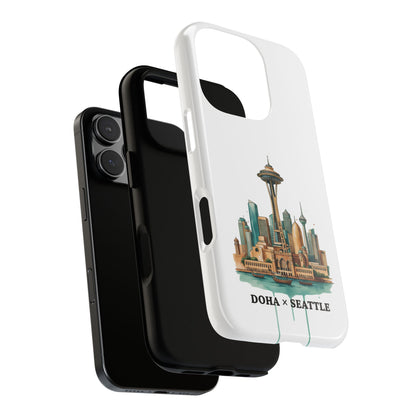Coque de téléphone résistante Doha x Seattle Skyline — Protection pour téléphone inspirée de la ville