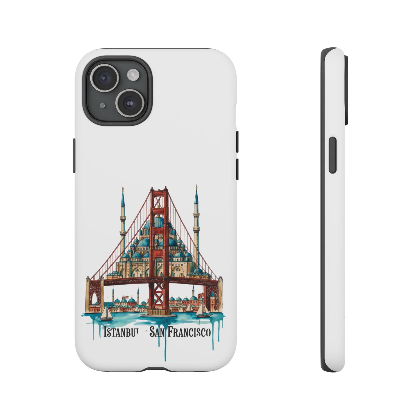 City Bridge Phone Case — Istanbul × San Francisco Illustrated Travel Design