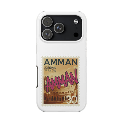 Amman Stamp Tough Phone Case — Jordan Travel Vintage Postage Design