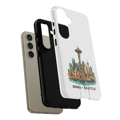 Coque de téléphone résistante Doha x Seattle Skyline — Protection pour téléphone inspirée de la ville