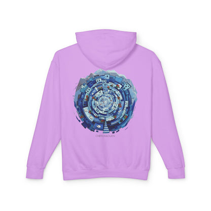 Abstract Blue Mandala Hoodie — Geometric Spiral Art Lightweight Hoodie