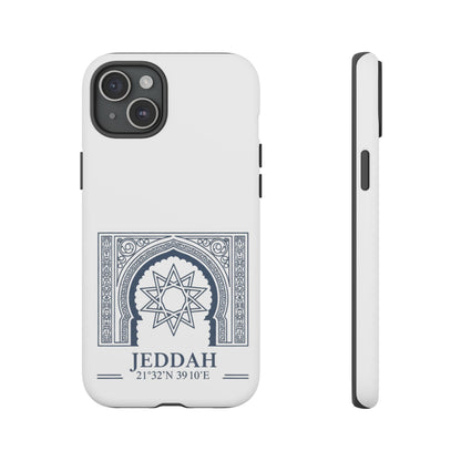 Jeddah Coordinates Phone Case — Arabic Arch Geometric Design