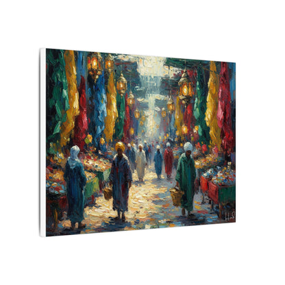 Middle Eastern Market Matte Canvas Wall Art — Colorful Bazaar Street Scene