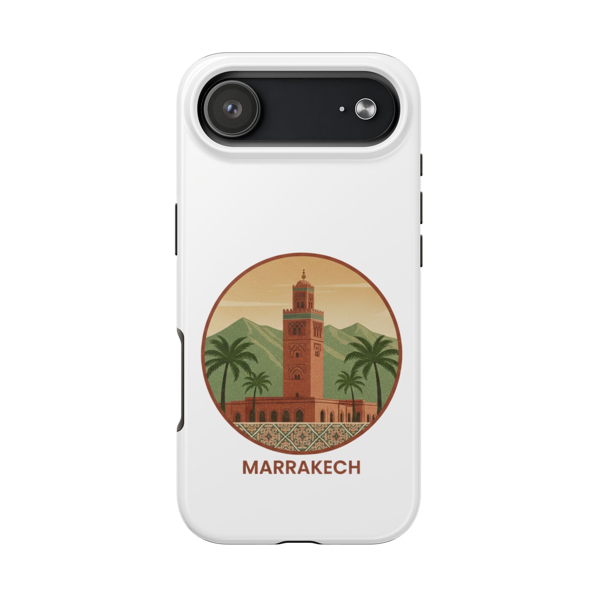 Marrakech Travel Phone Case — Vintage Moroccan Koutoubia Tower Design
