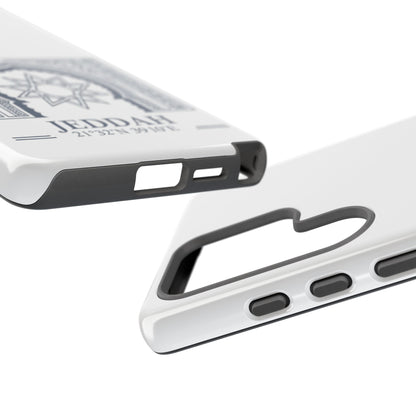 Jeddah Coordinates Phone Case — Arabic Arch Geometric Design