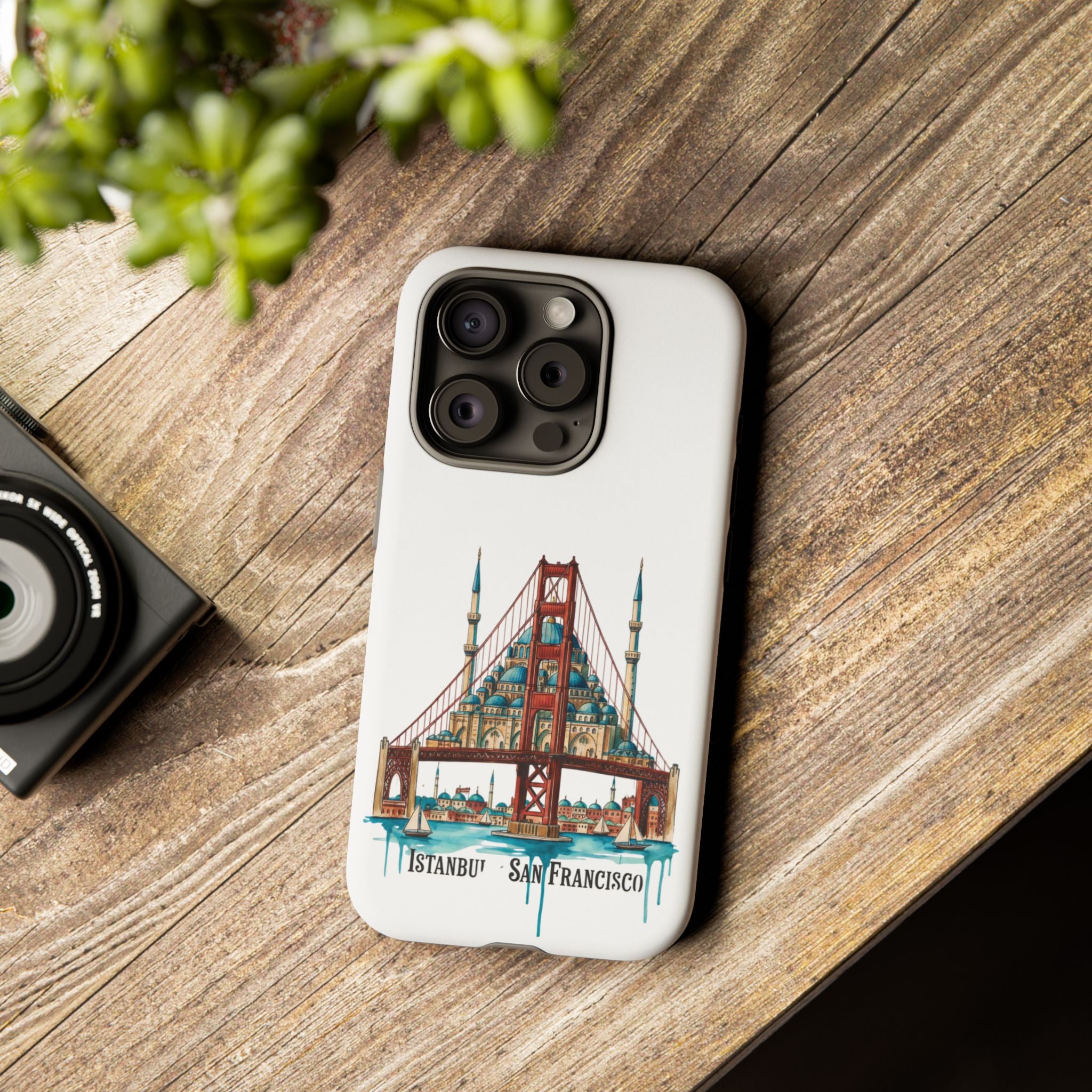 City Bridge Phone Case — Istanbul × San Francisco Illustrated Travel Design