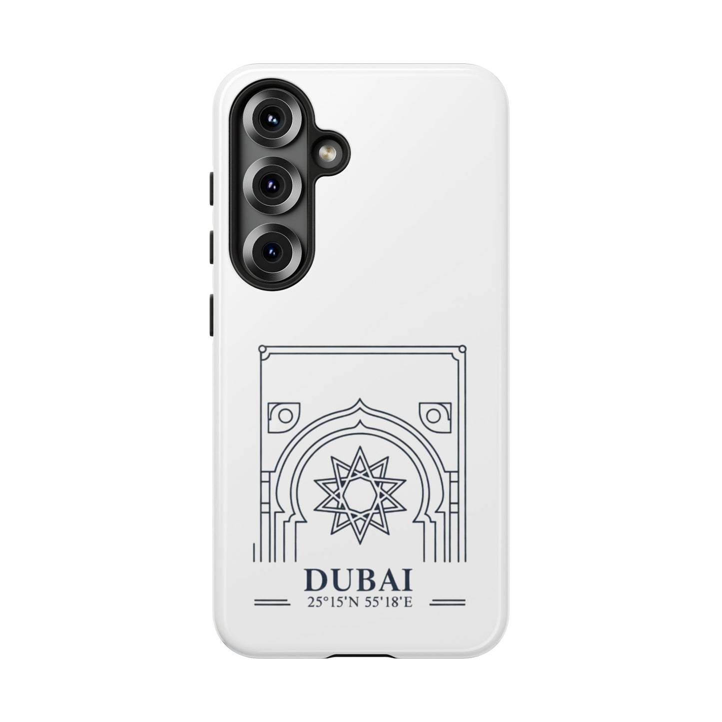 Dubai Architectural Phone Case — Minimal Souvenir Travel Design with Coordinates