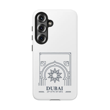 Dubai Architectural Phone Case — Minimal Souvenir Travel Design with Coordinates