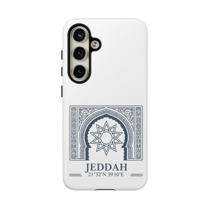 Jeddah Coordinates Phone Case — Arabic Arch Geometric Design