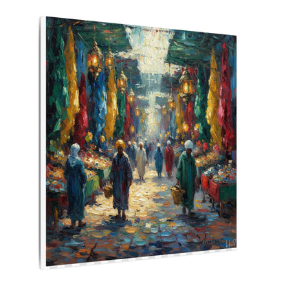 Middle Eastern Market Matte Canvas Wall Art — Colorful Bazaar Street Scene