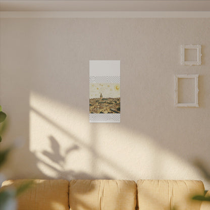 Moroccan Cityscape Canvas Print — Starry Night-Inspired Mosque Wall Art