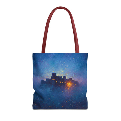 Starry Night Castle Tote Bag — Mystical Galaxy Scene All-Over Print
