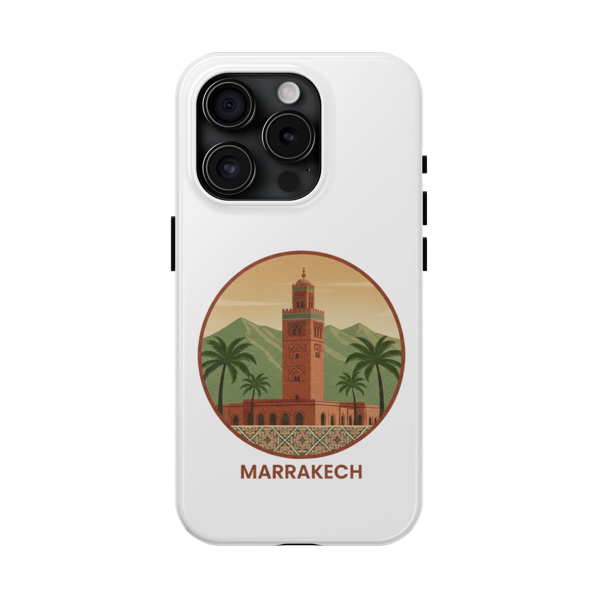 Marrakech Travel Phone Case — Vintage Moroccan Koutoubia Tower Design