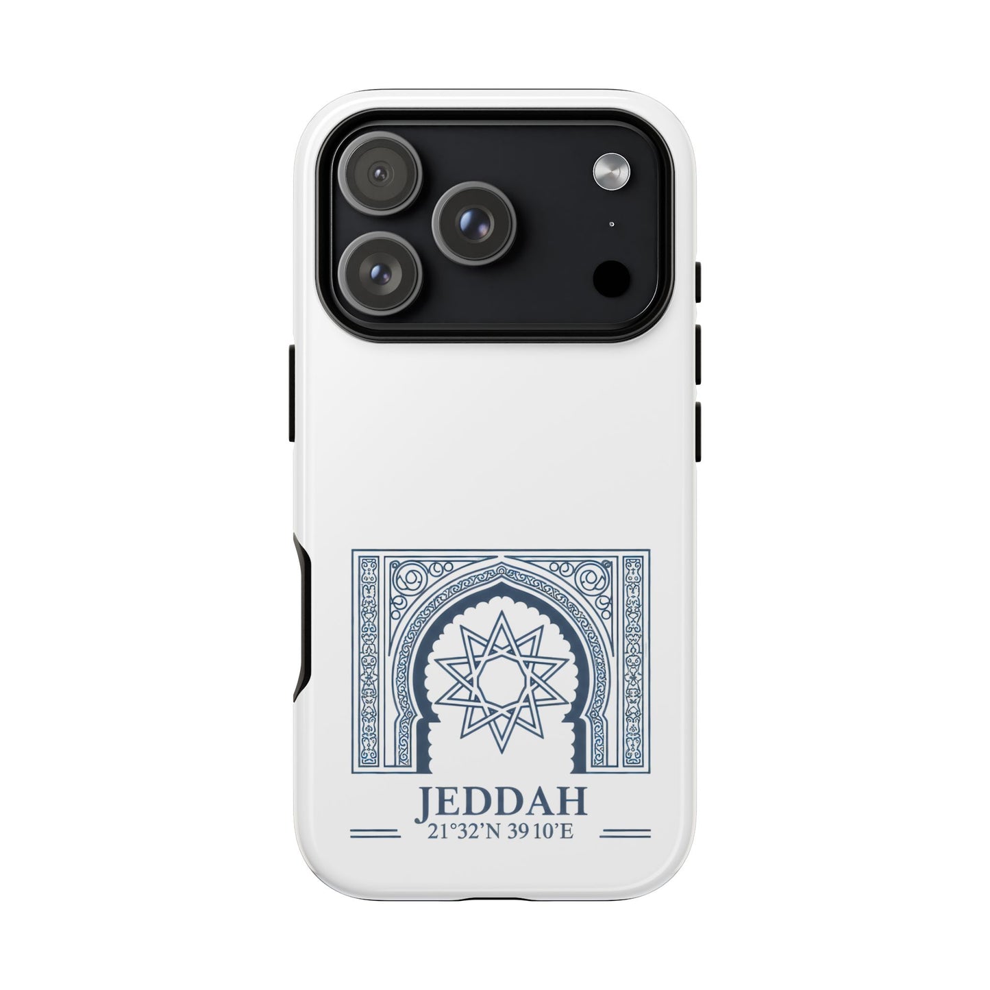 Jeddah Coordinates Phone Case — Blue Islamic Arch Travel Souvenir