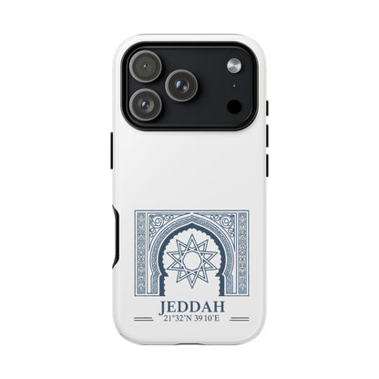Jeddah Coordinates Phone Case — Blue Islamic Arch Travel Souvenir