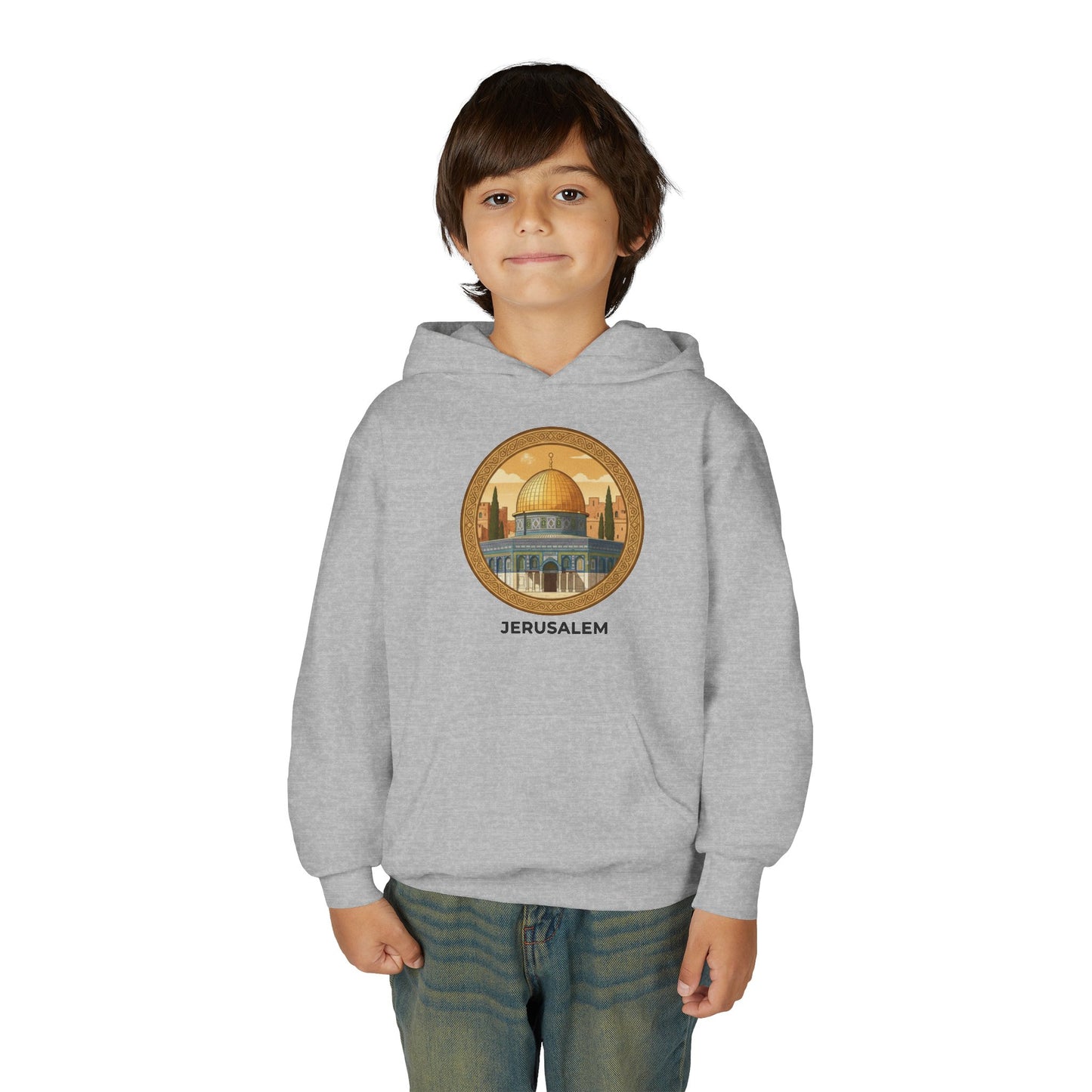 Jerusalem Dome Youth Hoodie – Vintage Dome of the Rock Graphic