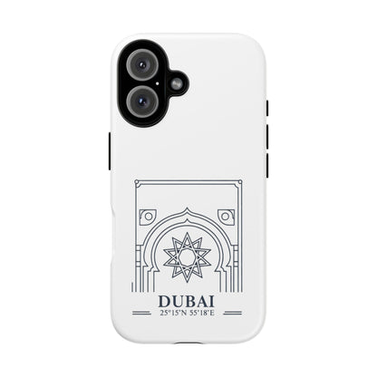 Dubai Architectural Phone Case — Minimal Souvenir Travel Design with Coordinates