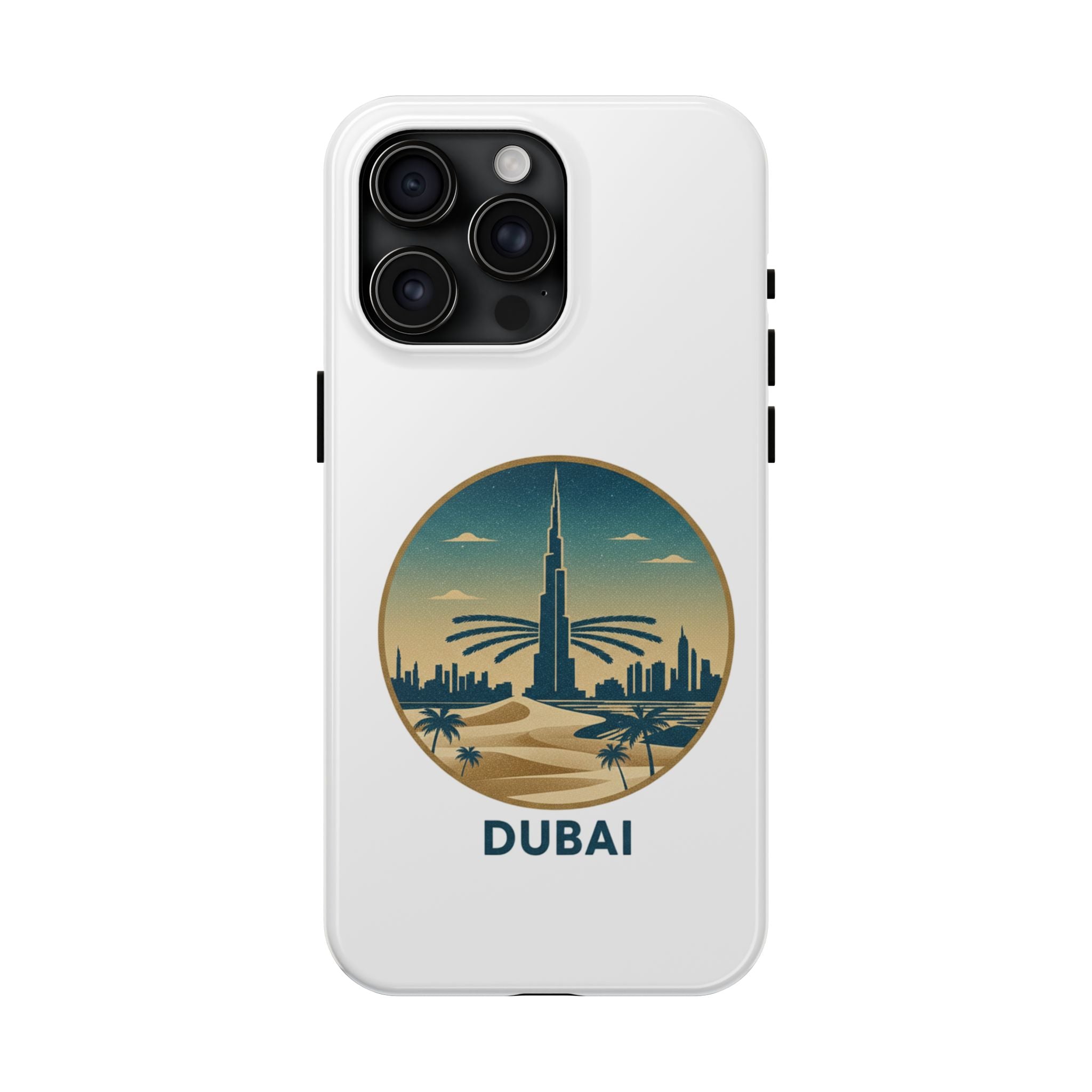 Dubai Skyline Tough Phone Case — Retro Desert Palm Travel Phone Cover