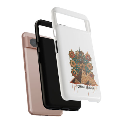 Cairo × London Phone Case — Vintage Mosaic Pyramids & Big Ben Travel Design