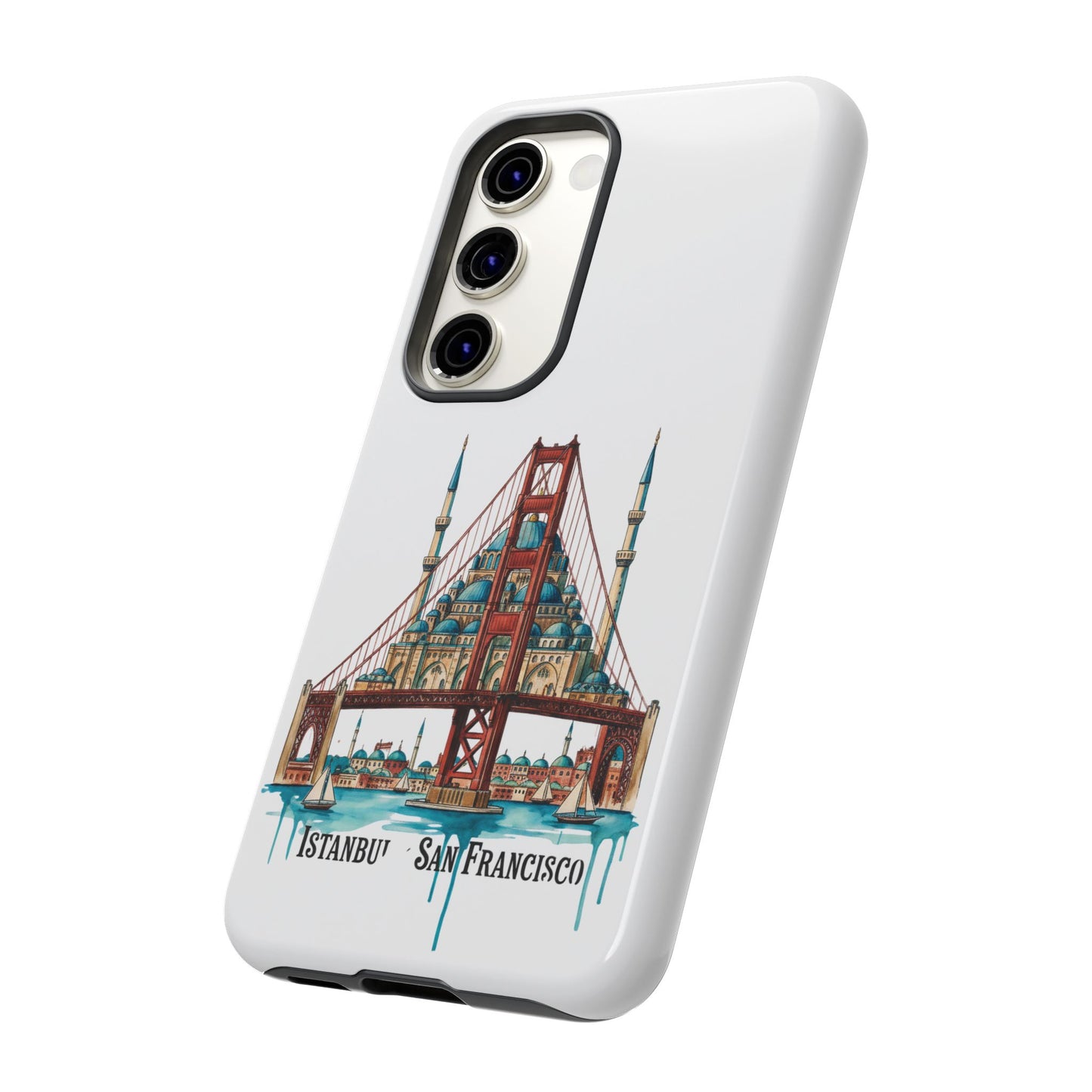 City Bridge Phone Case — Istanbul × San Francisco Illustrated Travel Design