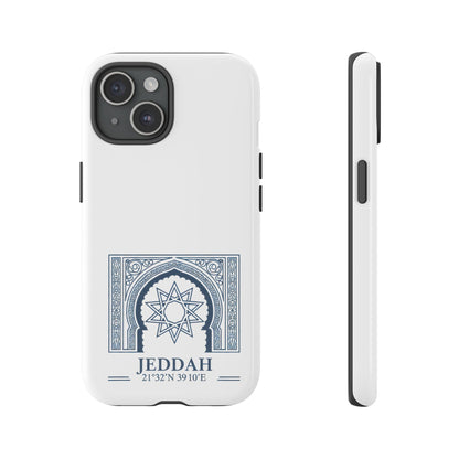 Jeddah Coordinates Phone Case — Blue Islamic Arch Travel Souvenir