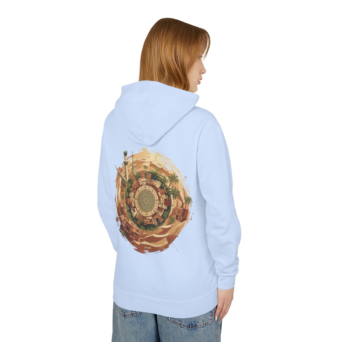 SPIRAL OASIS MIDDLE EAST DEPICTION Unisex Lightweight Hooded Sweatshirt