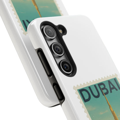 Coque de téléphone motif timbre-poste de Dubaï — Coque iPhone résistante inspirée du voyage