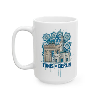 Turkey Travel Mug - Istanbul Blue Tile Design Ceramic Coffee Cup (11oz, 15oz)