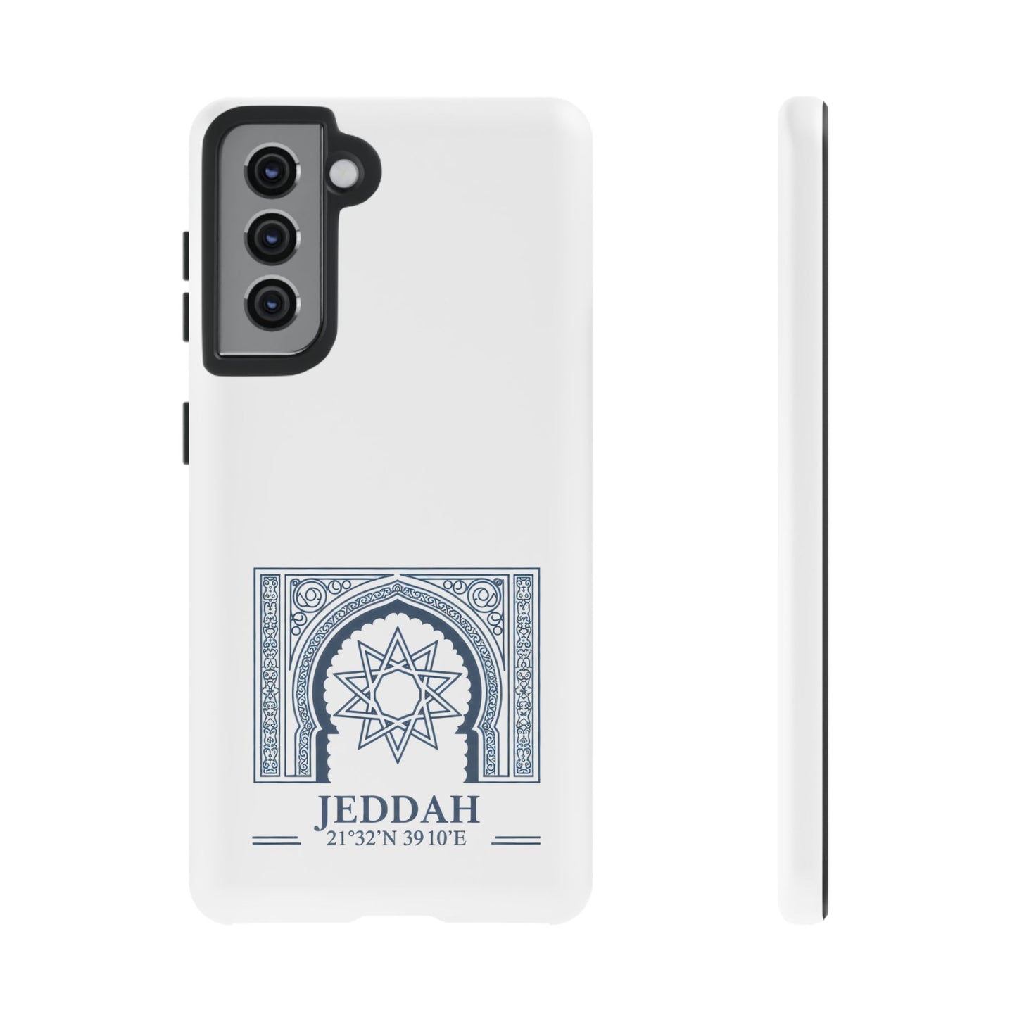 Jeddah Coordinates Phone Case — Blue Islamic Arch Travel Souvenir