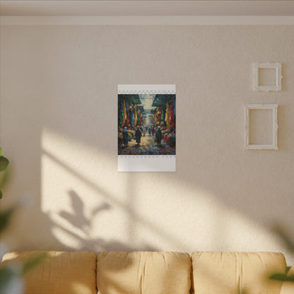 Middle Eastern Market Matte Canvas Wall Art — Colorful Bazaar Street Scene