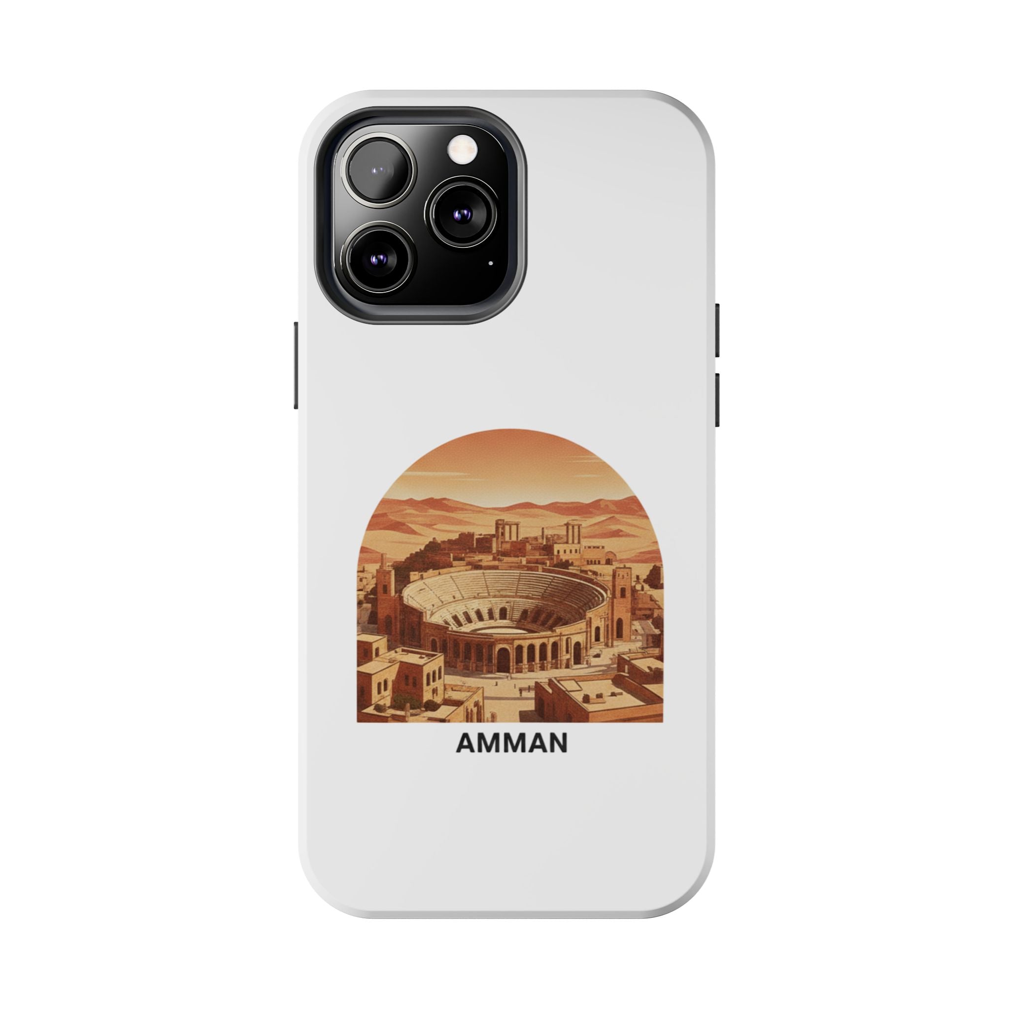 Amman Coliseum Tough Phone Case — Vintage Desert Cityscape Protective Cover