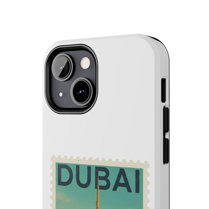 Coque de téléphone motif timbre-poste de Dubaï — Coque iPhone résistante inspirée du voyage