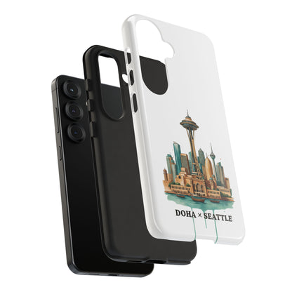 Coque de téléphone résistante Doha x Seattle Skyline — Protection pour téléphone inspirée de la ville