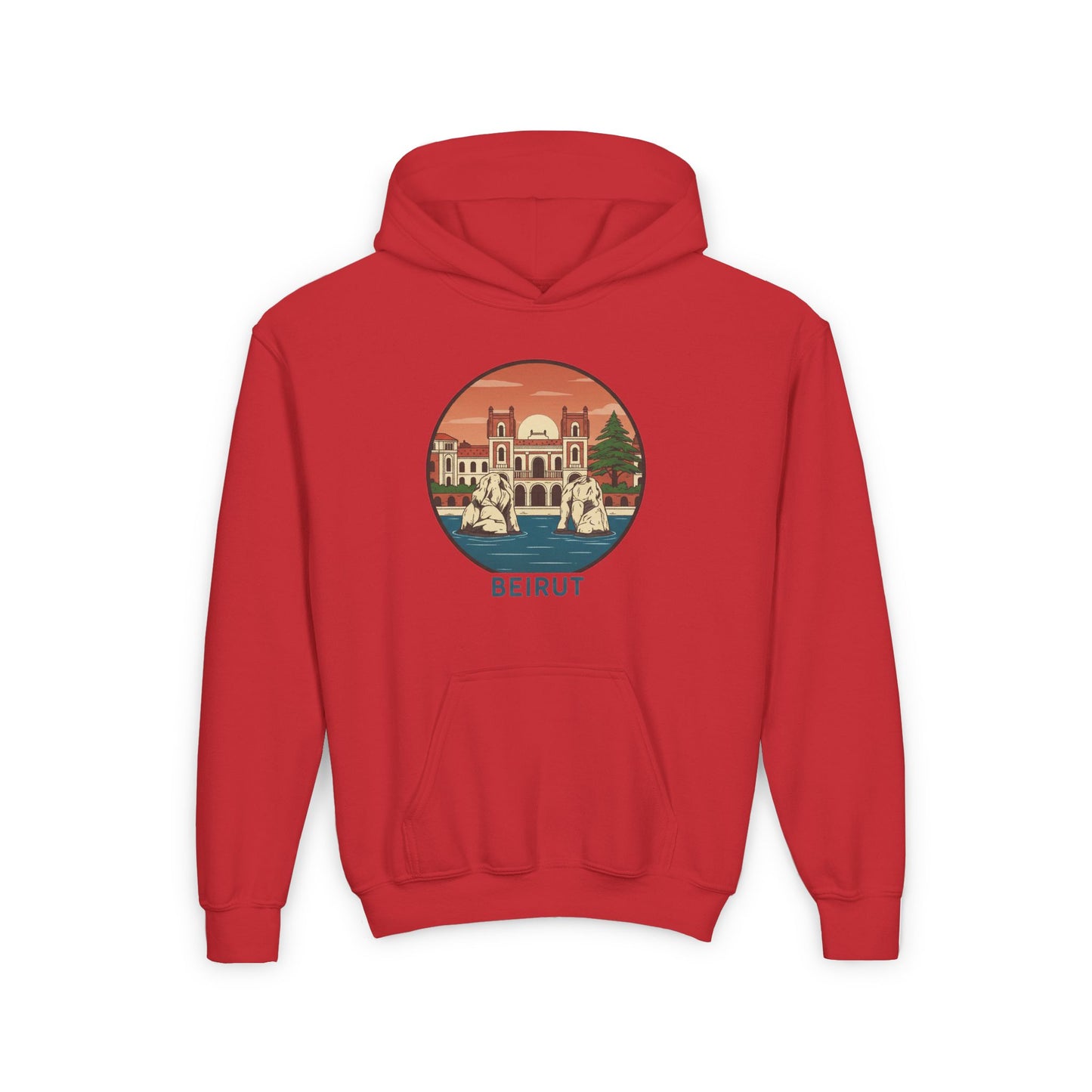 Beirut Skyline Youth Hoodie - Vintage City Illustration