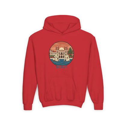 Beirut Skyline Youth Hoodie - Vintage City Illustration
