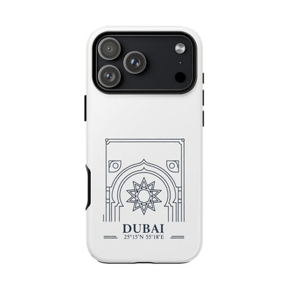 Dubai Architectural Phone Case — Minimal Souvenir Travel Design with Coordinates