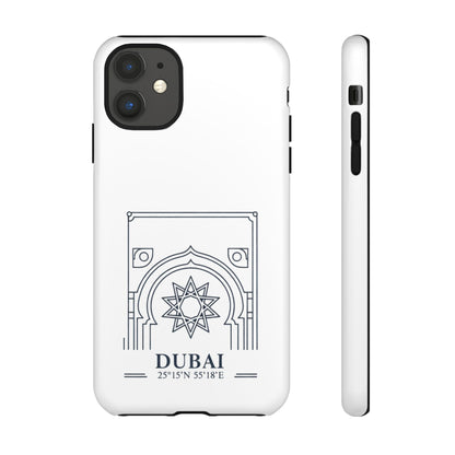 Dubai Architectural Phone Case — Minimal Souvenir Travel Design with Coordinates