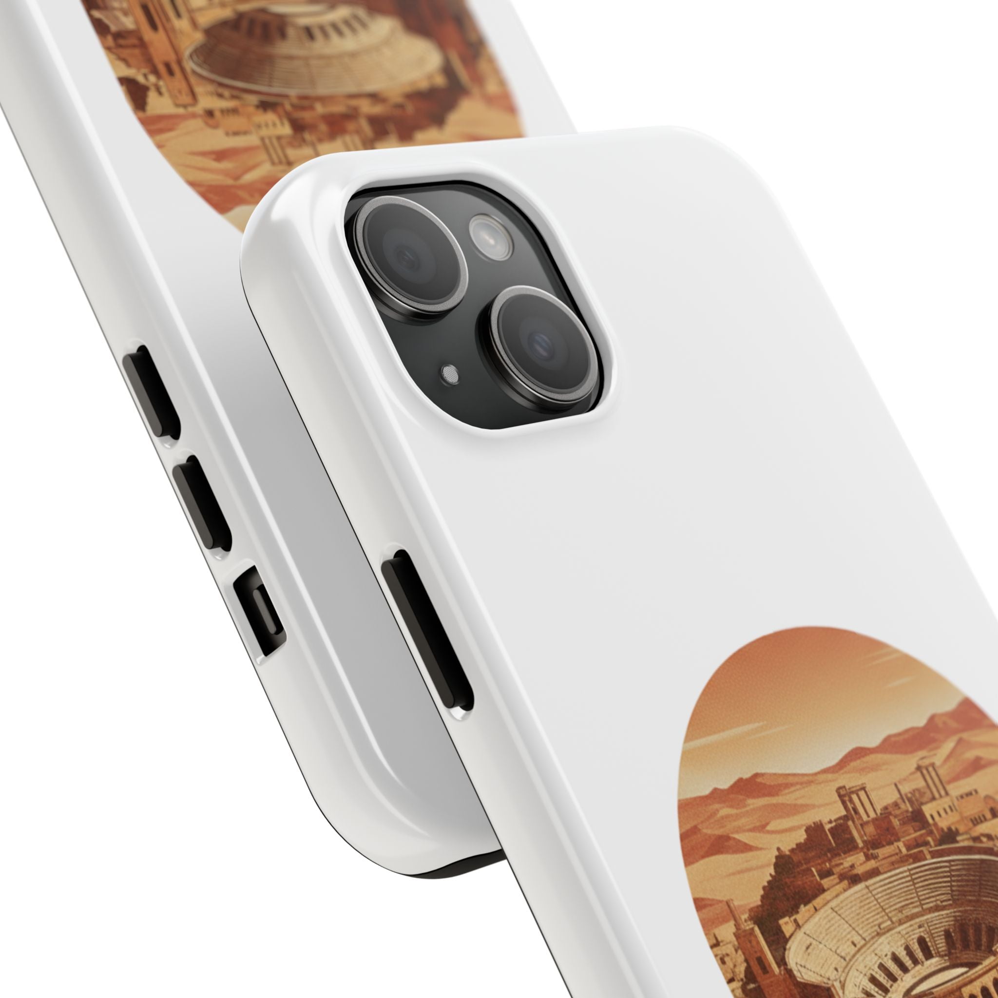 Amman Coliseum Tough Phone Case — Vintage Desert Cityscape Protective Cover