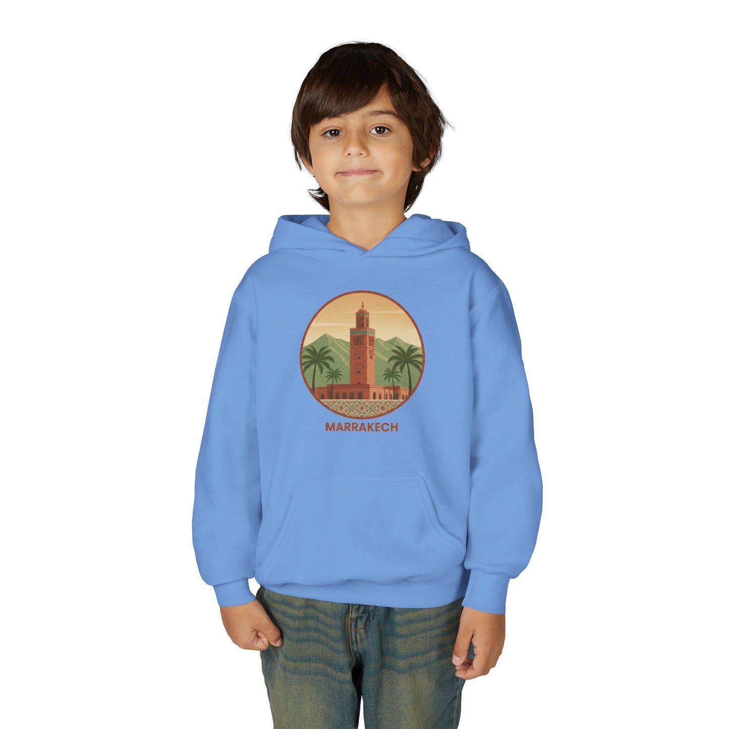 Marrakech Youth Hoodie – Vintage Palm Sunset Travel Sweatshirt