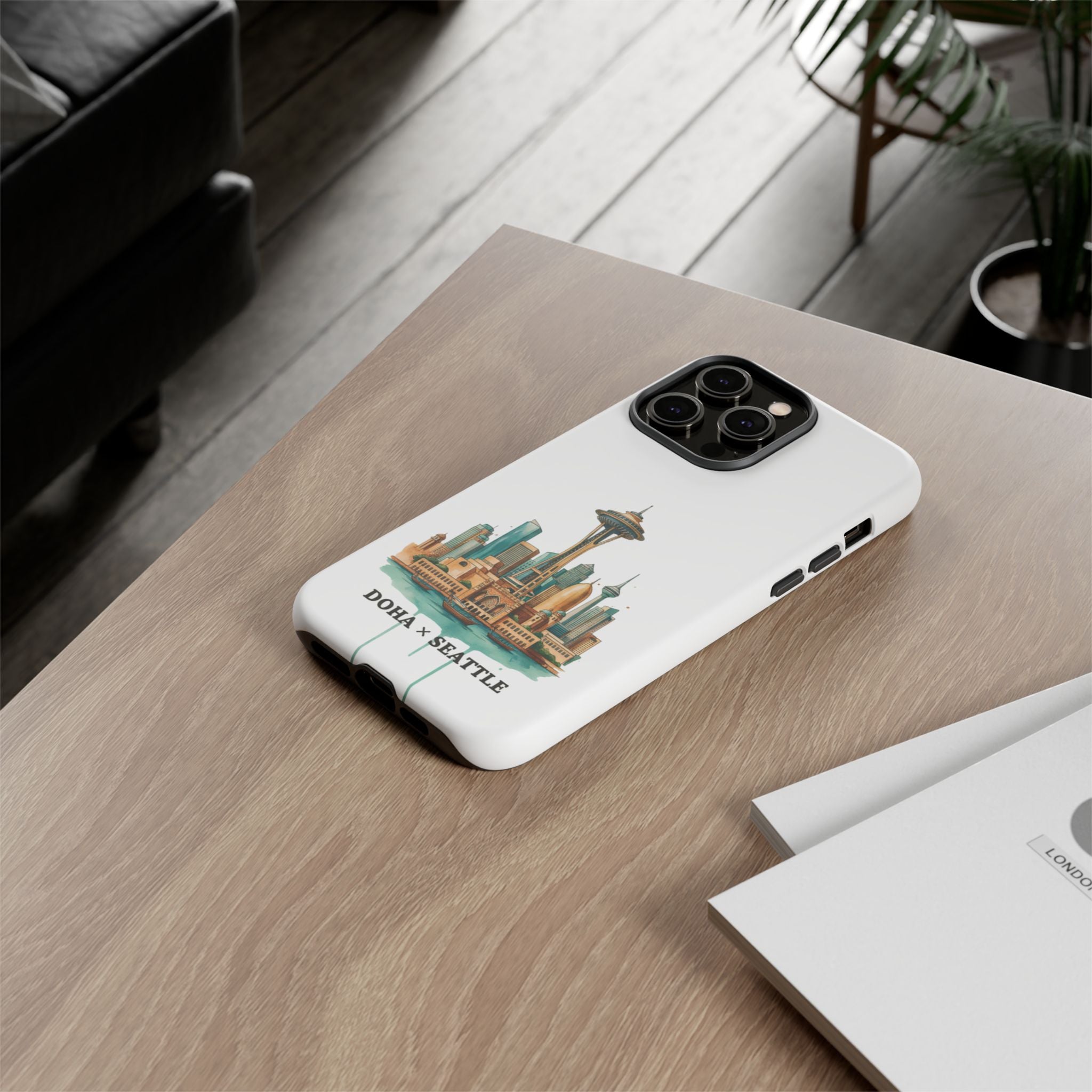 Doha x Seattle Skyline Tough Phone Case — Cityscape Protective Phone Cover