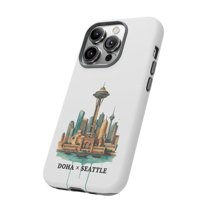 Coque de téléphone résistante Doha x Seattle Skyline — Protection pour téléphone inspirée de la ville