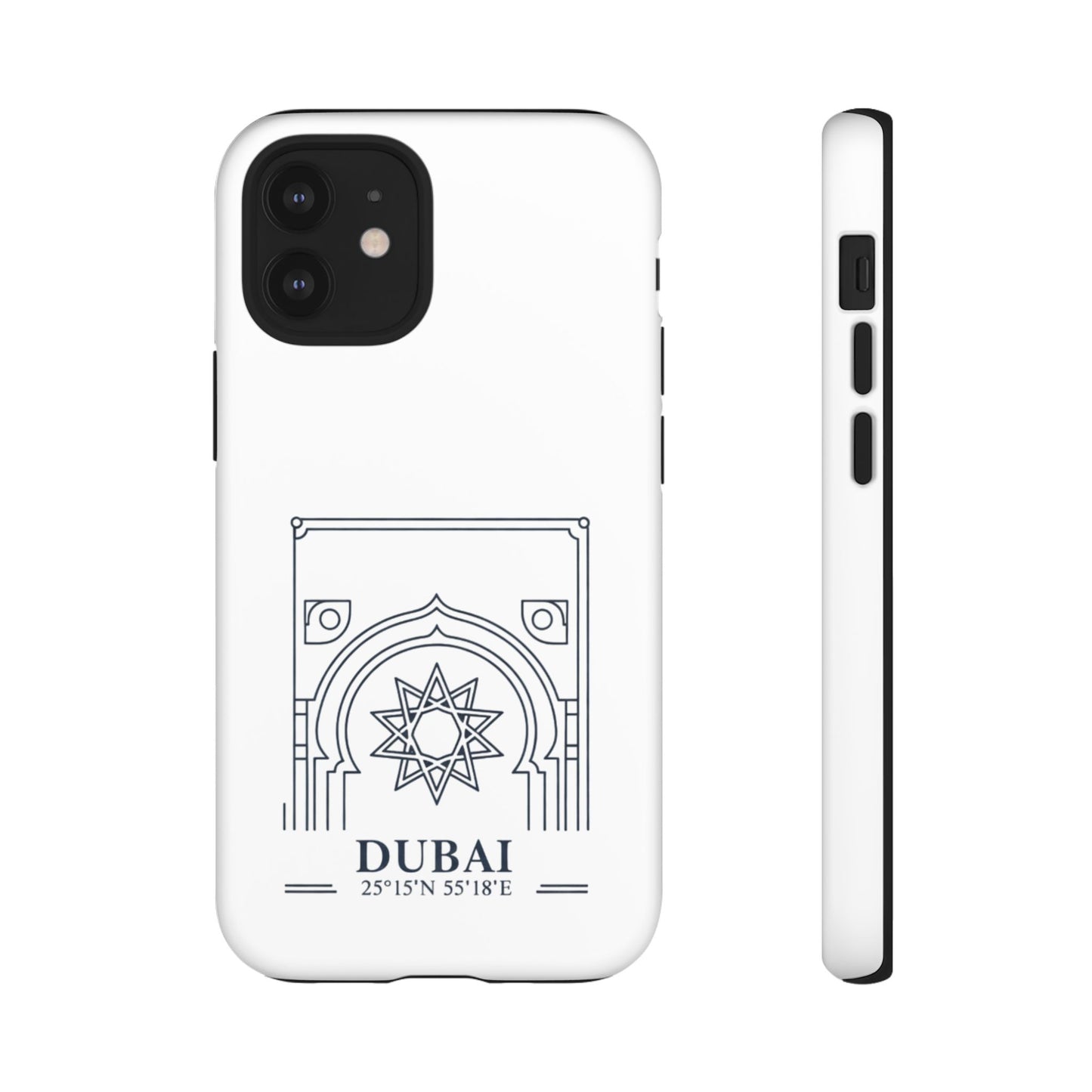 Dubai Architectural Phone Case — Minimal Souvenir Travel Design with Coordinates