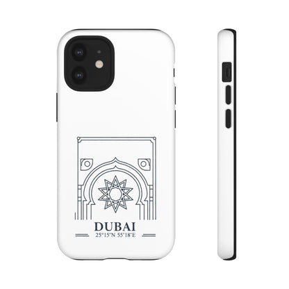 Dubai Architectural Phone Case — Minimal Souvenir Travel Design with Coordinates