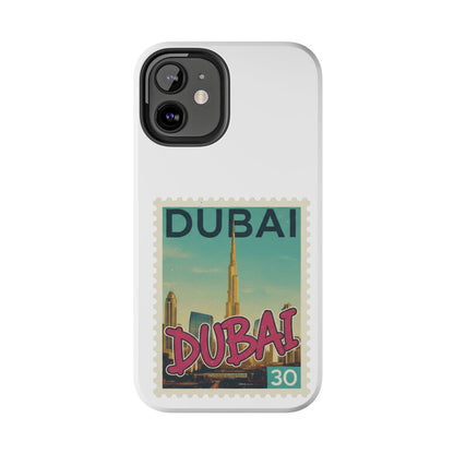 Coque de téléphone motif timbre-poste de Dubaï — Coque iPhone résistante inspirée du voyage