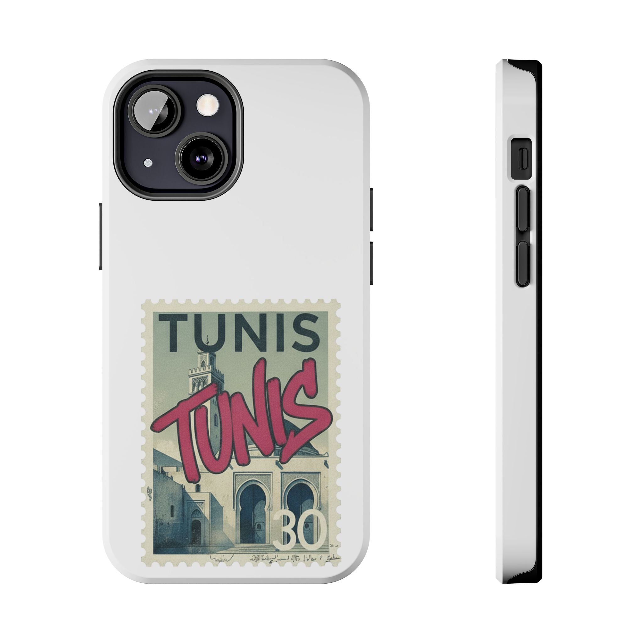 Tunis Vintage Stamp Tough Phone Case — Retro Tunisia Travel Phone Cover