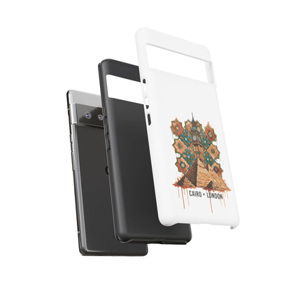 Cairo × London Phone Case — Vintage Mosaic Pyramids & Big Ben Travel Design