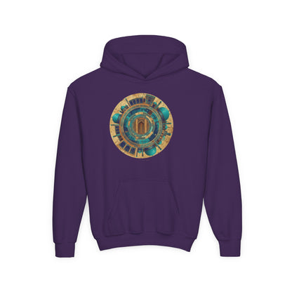 Youth Hoodie with Vintage Aztec Compass Graphic